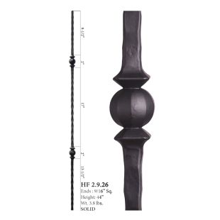 House of Forgings 9/16" Double Sphere Solid Square Balusters