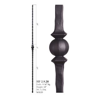 House of Forgings 9/16" Single Sphere Solid Square Balusters