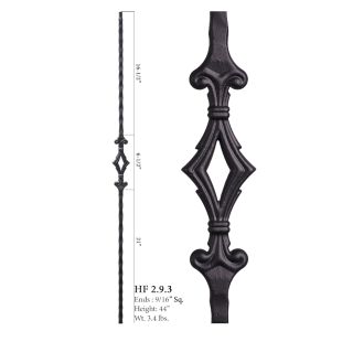 House of Forgings 9/16" Single Diamond Solid Square Balusters