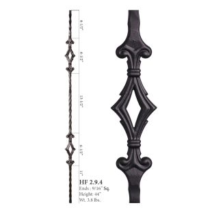 House of Forgings 9/16" Double Diamond Solid Square Balusters