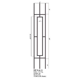 House of Forgings 1/2" Single Rectangle Raking Hollow Panels