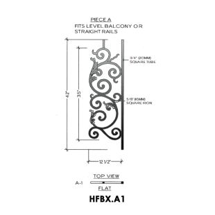 House of Forgings HFBX.A1 Bordeaux Flat Panel for Level Balcony / Straight Rail