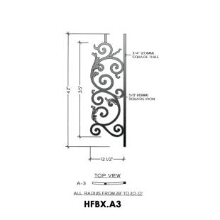 House of Forgings HFBX.A3 Bordeaux Convex Panel for Level Balcony / Straight Rail