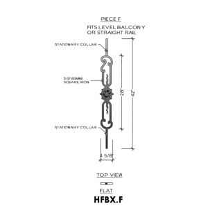 House of Forgings HFBX.F Bordeaux Post Panel for Level Balcony / Straight Rail