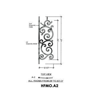 House of Forgings HFMO.A2 Milano Concave Panel for Level Balcony / Straight Rail
