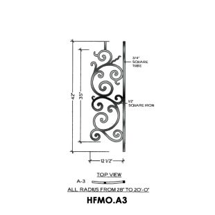 House of Forgings HFMO.A3 Milano Convex Panel for Level Balcony / Straight Rail