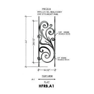 House of Forgings HFRB.A1 Rebecca Flat Panel for Level Balcony / Straight Rail