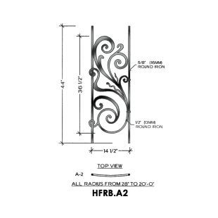 House of Forgings HFRB.A2 Rebecca Concave Panel for Level Balcony / Straight Rail