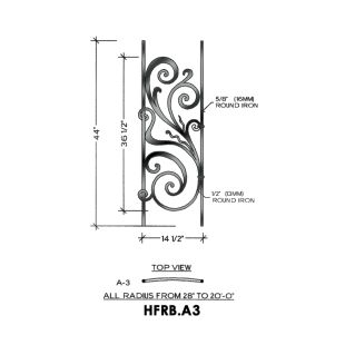 House of Forgings HFRB.A3 Rebecca Convex Panel for Level Balcony / Straight Rail