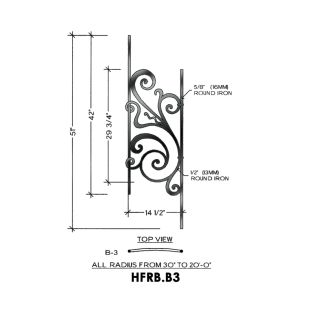 House of Forgings HFRB.B3 Rebecca Convex Panel for 23 - 39 Degree Angles
