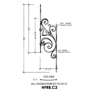 House of Forgings HFRB.C2 Rebecca Concave Panel for 40 - 52 Degree Angles