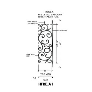 House of Forgings HFRE.A1 Regency Flat Panel for Level Balcony / Straight Rail