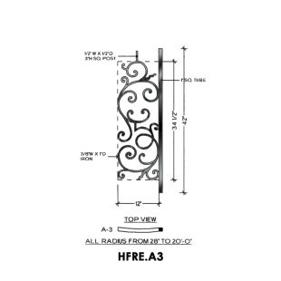House of Forgings HFRE.A3 Regency Convex Panel for Level Balcony / Straight Rail