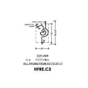 House of Forgings HFRE.C3 Regency Half Height Convex Panel for Up to 48 Degree Angles