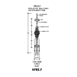 House of Forgings HFRE.F Regency Post Panel for Level Balcony / Straight Rail