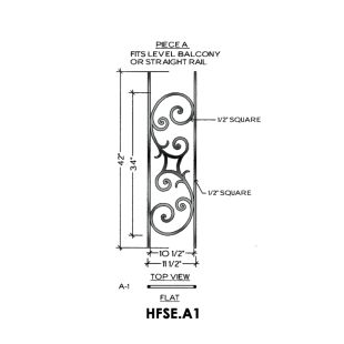 House of Forgings HFSE.A1 Seville Flat Panel for Level Balcony / Straight Rail