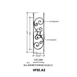 House of Forgings HFSE.A2 Seville Concave Panel for Level Balcony / Straight Rail