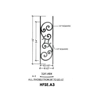 House of Forgings HFSE.A3 Seville Convex Panel for Level Balcony / Straight Rail