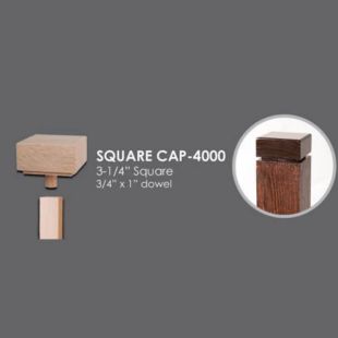 House of Forgings SQUARE-CAP-4000 - 3-1/4" Square Newel Cap with 3/4" x 1" Dowel for Use with 4000 Model Newels - Red Oak