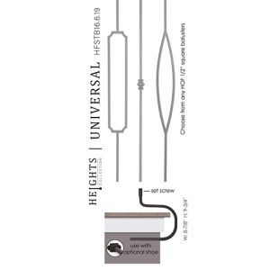 House of Forgings HFSTB16.6.19  Universal Side Mount for 1/2" Square Balusters - Satin Black