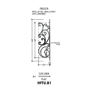 House of Forgings HFTU.B1 Tuscany Flat Panel for Level Balcony / Straight Rail