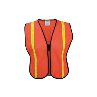 IronWear 1215 Orange Economy Polyester Mesh Vest with 1" Reflective Tape - Pack of 10