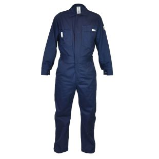 IronWear 6500 Navy Flame Resistant 9 oz. Cotton Coveralls - Case of 10