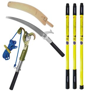 Jameson JEC-18LCKIT-14 - JEC Line Clearance Kit - Base and Two Extension Poles with 13" Tri Cut Saw and Head, JA-14 Pruner Package, Adapter, 7.5" Rope Insulator and Storage Bag