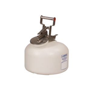 Justrite 12762 Polyethylene Safety Container for Corrosives/Acids with Wide-mouth and Stainless Steel Hardware - 2 Gallon - Self-Close Cap