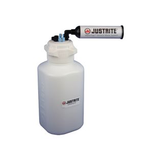 Justrite 12810 4L HDPE VaporTrap Carboy with Filter Kit, 83mm cap, 4 ports 1/8" OD tubing, 3 ports 1/4" OD tubing