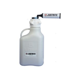 Justrite 12816 5L HDPE VaporTrap Carboy with Filter Kit, 83mm cap, 4 ports 1/8'' OD tubing, 4 ports 1/4" OD tubing