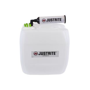 Justrite 12836 13.5L HDPE VaporTrap UN/DOT Carboy with Filter Kit, 70mm cap, 6 ports 1/16" OD tubing