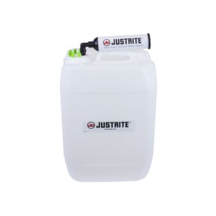 Justrite 12837 20L HDPE VaporTrap UN/DOT Carboy with Filter Kit, 70mm cap, 6 ports 1/16" OD tubing