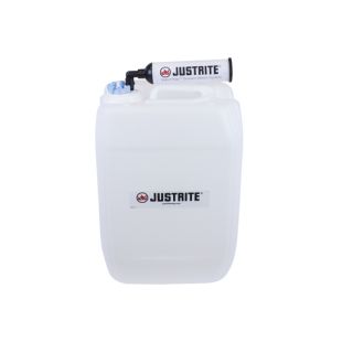 Justrite 12839 20L HDPE VaporTrap UN/DOT Carboy with Filter Kit, 70mm cap, 6 ports 1/8" OD tubing