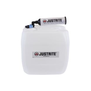 Justrite 12842 13.5L HDPE VaporTrap UN/DOT Carboy with Filter Kit, 70mm cap, 4 ports 1/8" OD tubing, 3 ports 1/4" OD tubing