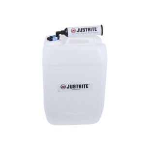Justrite 12843 20L HDPE VaporTrap UN/DOT Carboy with Filter Kit, 70mm cap, 4 ports 1/8" OD tubing, 3 ports 1/4" OD tubing
