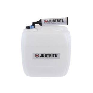 Justrite 12844 13.5L HDPE VaporTrap UN/DOT Carboy with Filter Kit, 70mm cap, 4 ports 1/8'' OD tubing, 4 ports 1/4" OD tubing