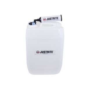 Justrite 12845 20L HDPE VaporTrap UN/DOT Carboy with Filter Kit, 70mm cap, 4 ports 1/8" OD tubing, 3 ports 1/4" OD tubing
