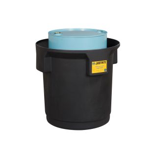 Justrite 28685 Ecopolyblend Single Drum Collection Center For 55-Gal. Drum with Optional Dolly - Recycled Content - Black