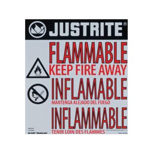 Justrite 29002 Haz-Alert Flammable Large Warning Label For Safety Cabinet