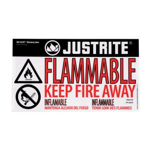 Justrite 29004 Haz-Alert Flammable Small Warning Label For Safety Cabinet