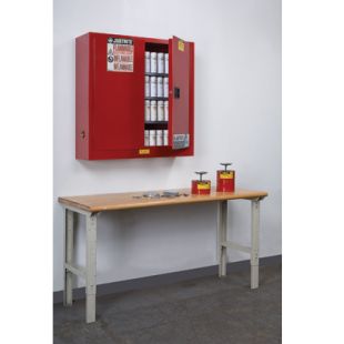 Justrite 8934016 - 20 Gallon Wall Mount Manual Close Sure-Grip EX Combustibles Safety Cabinet