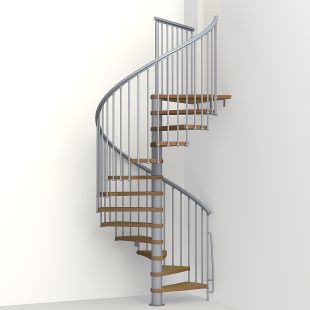 Arke Nice1 63 D  Wood Tread Spiral Staircase Kit Gray Powder Coat