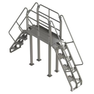 Lapeyre 56° Alternating-Tread Crossover Ladders - Stainless Steel