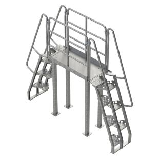 Lapeyre 68° Alternating-Tread Crossover Ladders - Galvanized Steel