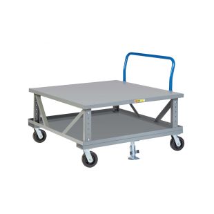 Little Giant Ergonomic Adjustable Height Mobile Pallet Stands with Handles and 6" Phenolic Casters
