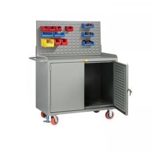 Little Giant 24" x 48" Wide Mobile Bench Cabinets with Louvered Panels or Pegboards
