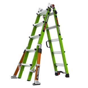 Little Giant 17102-001 Conquest 2.0 Fiberglass All-Terrain Articulated Extendable Ladder - 18' 11" Max Height - 300 lbs Capacity