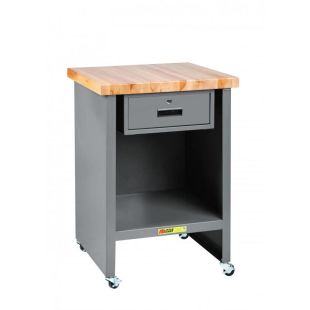 Little Giant Products WTC-2424-3R-DR 24" x 24" Mobile Enclosed Table with Drawer and Butcher Block Top - 37"H
