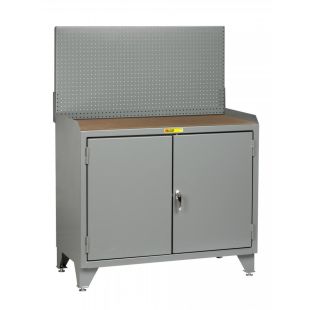 Little Giant MH3-LL-2D-2448-PB Steel 48"W Counter Height Bench Cabinet with 1/4" Hardboard Top, Center Shelf and Solid Doors